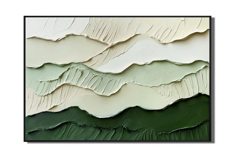 Multicolor 3D Green Abstract Landscape Wall Art Modern Textured Canvas Decor - Artwallpainting