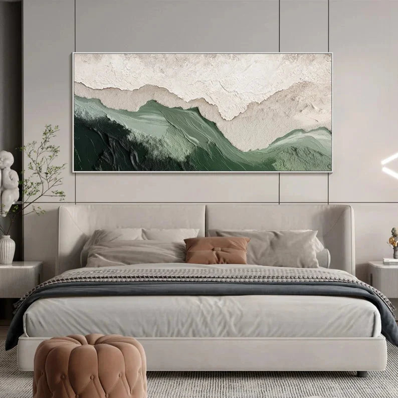 Multicolor 3D Green Minimalist Beach Painting - Artwallpainting