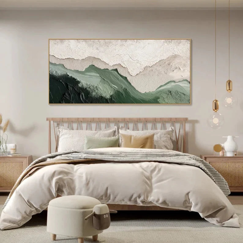 Multicolor 3D Green Minimalist Beach Painting - Artwallpainting