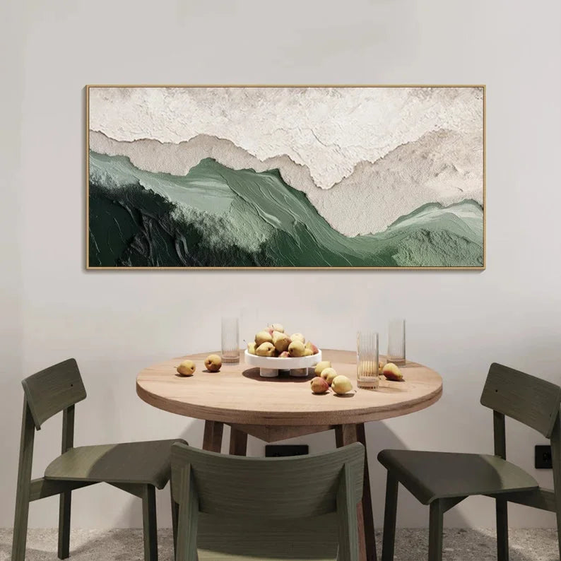 Multicolor 3D Green Minimalist Beach Painting - Artwallpainting
