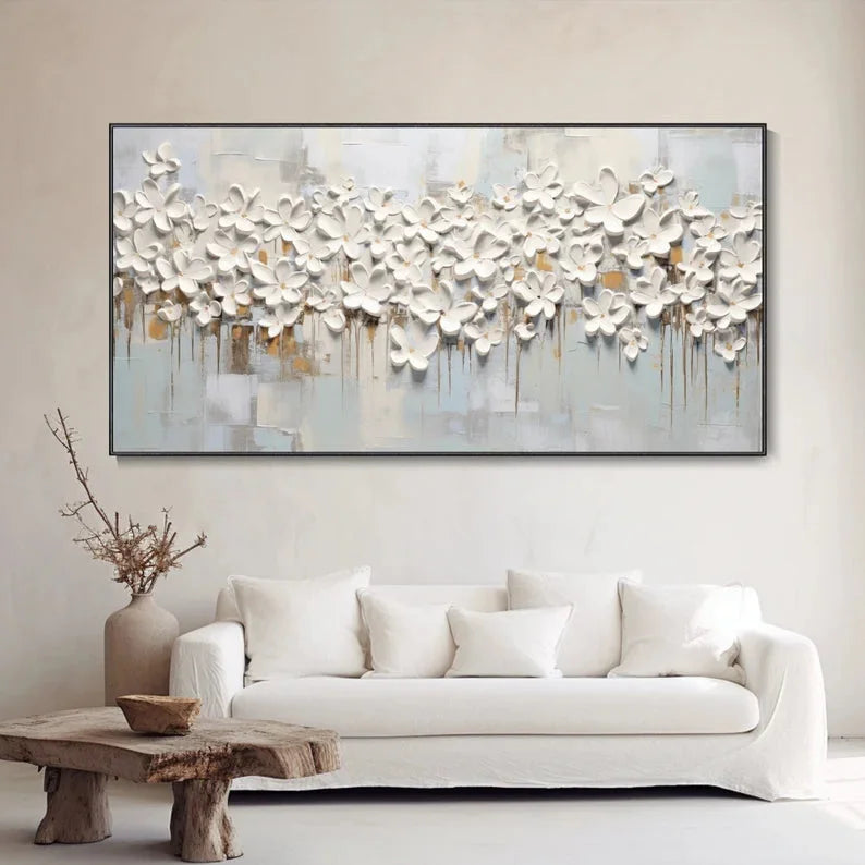 Multicolor 3D Large Flower Textured Canvas Art - Artwallpainting