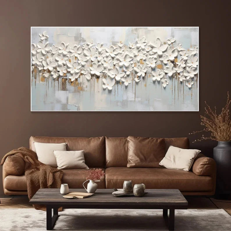 Multicolor 3D Large Flower Textured Canvas Art - Artwallpainting