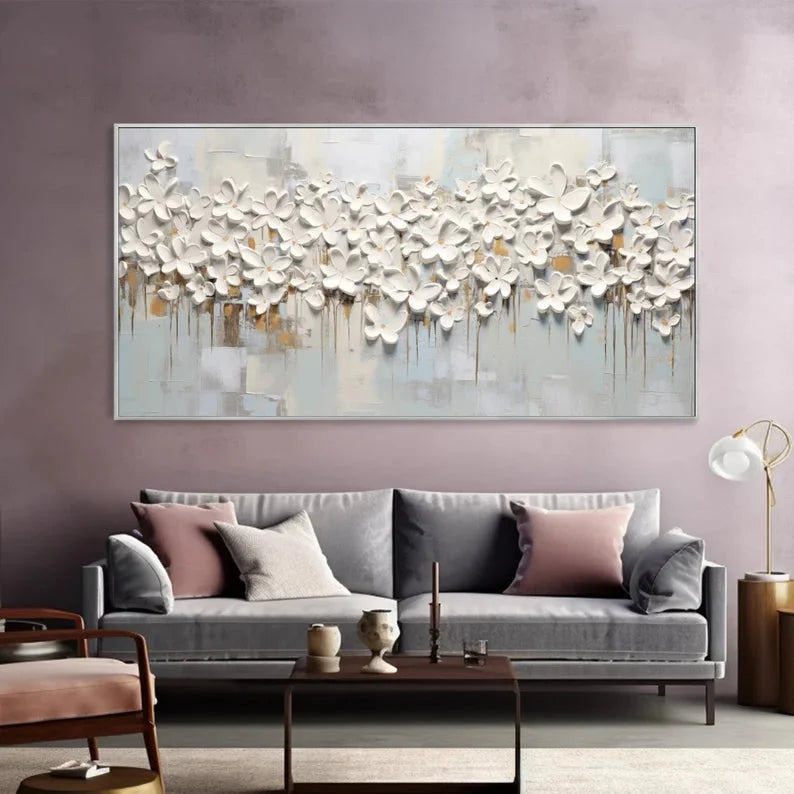Multicolor 3D Large Flower Textured Canvas Art - Artwallpainting