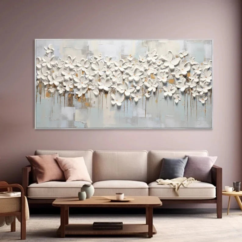Multicolor 3D Large Flower Textured Canvas Art - Artwallpainting