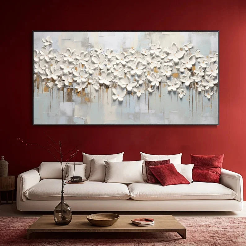 Multicolor 3D Large Flower Textured Canvas Art - Artwallpainting