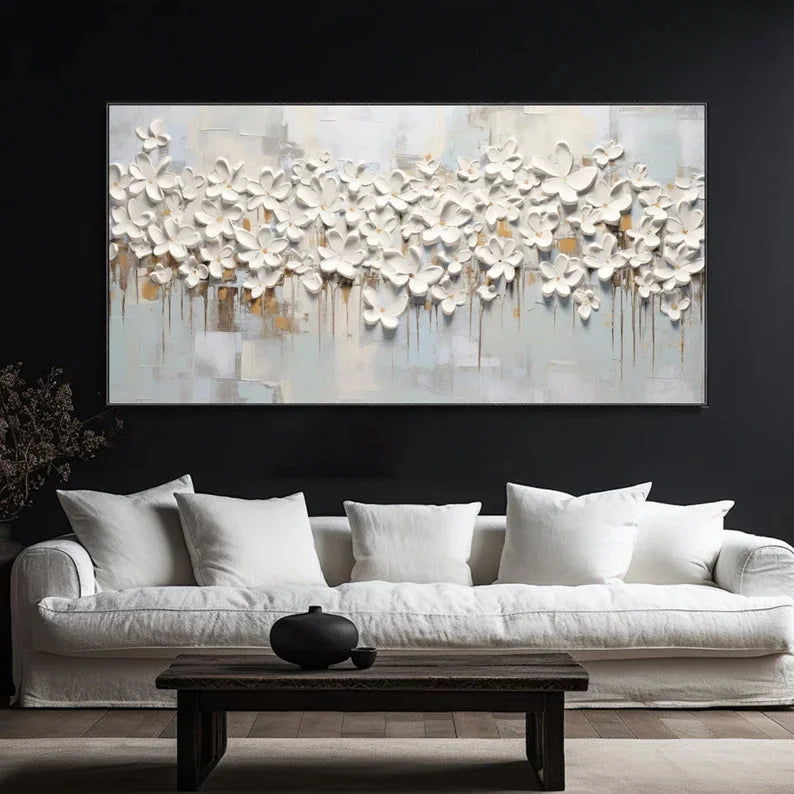 Multicolor 3D Large Flower Textured Canvas Art - Artwallpainting