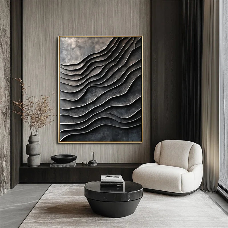 Multicolor 3D Metallic Wave Wall Art - Artwallpainting