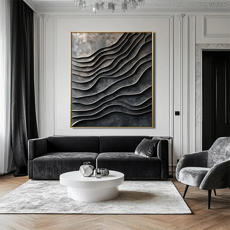 Multicolor 3D Metallic Wave Wall Art - Artwallpainting