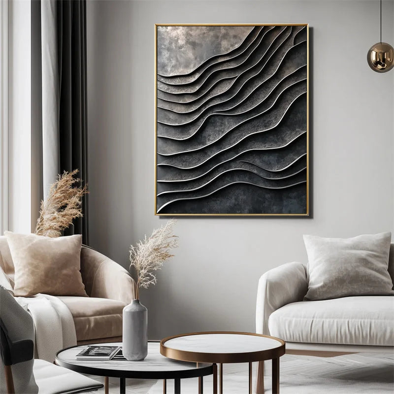 Multicolor 3D Metallic Wave Wall Art - Artwallpainting