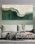 Multicolor 3D Ocean Wave Green Texture Oil Painting - Artwallpainting