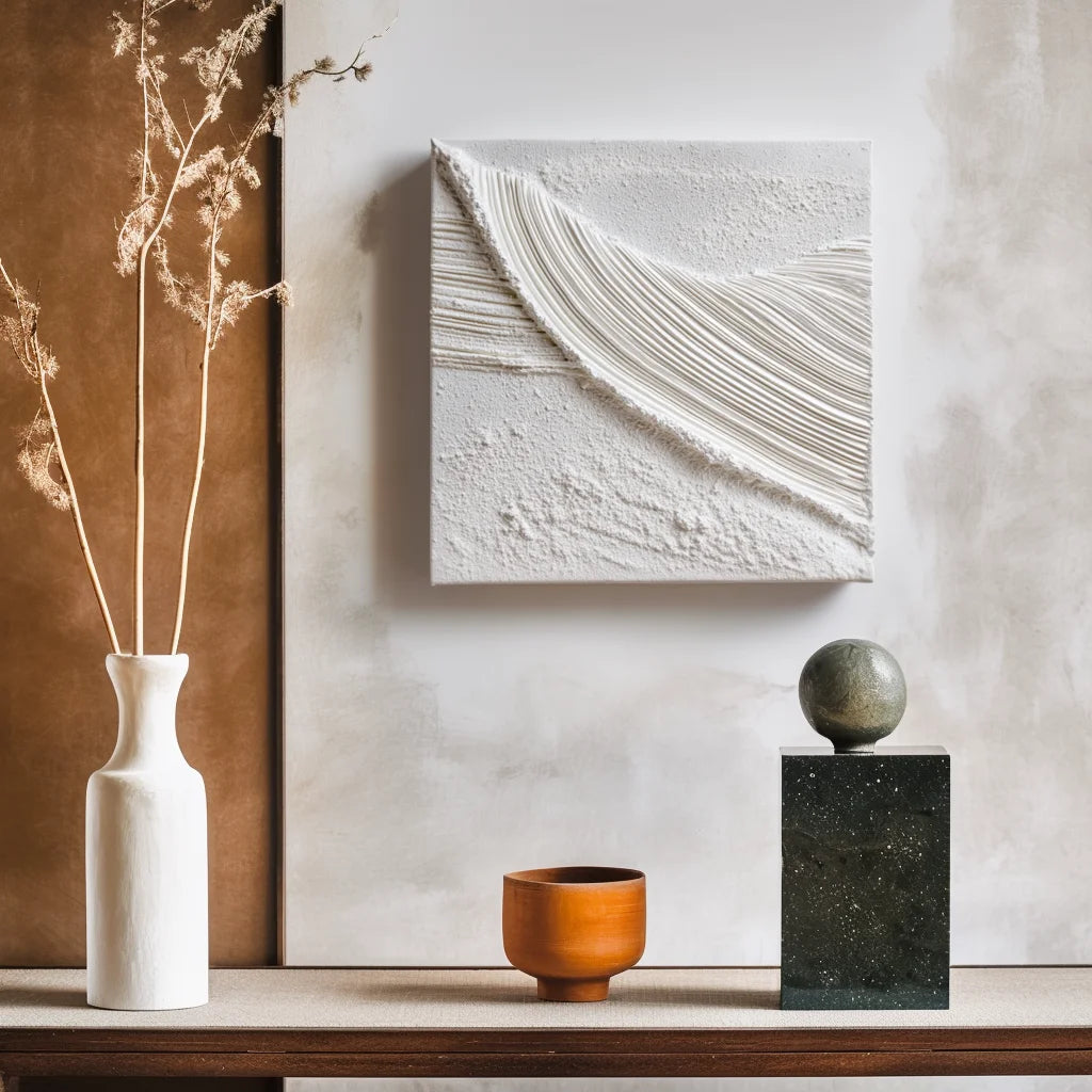 Multicolor 3D Sculptural Abstract Painting - Echoes In White - Artwallpainting