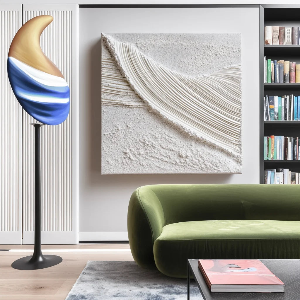 Multicolor 3D Sculptural Abstract Painting - Echoes In White - Artwallpainting