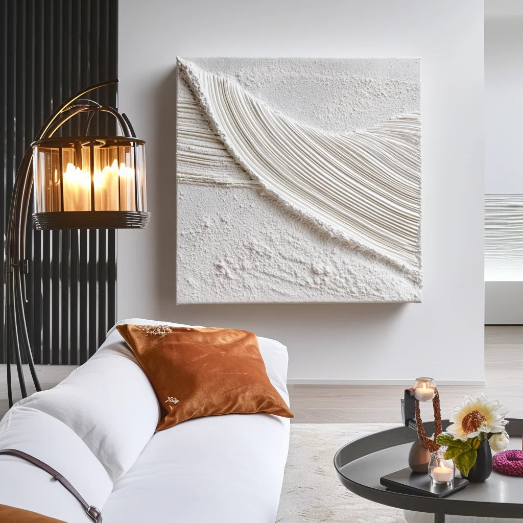 Multicolor 3D Sculptural Abstract Painting - Echoes In White - Artwallpainting