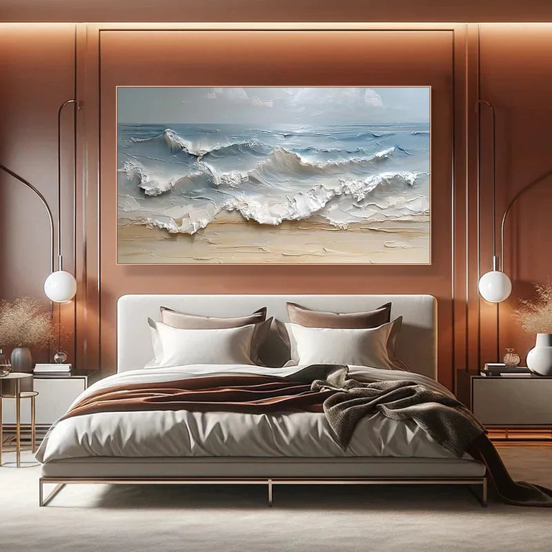 Multicolor 3D Seascape Oil Painting Textured Ocean Wave Wall Art For Interiors - Artwallpainting