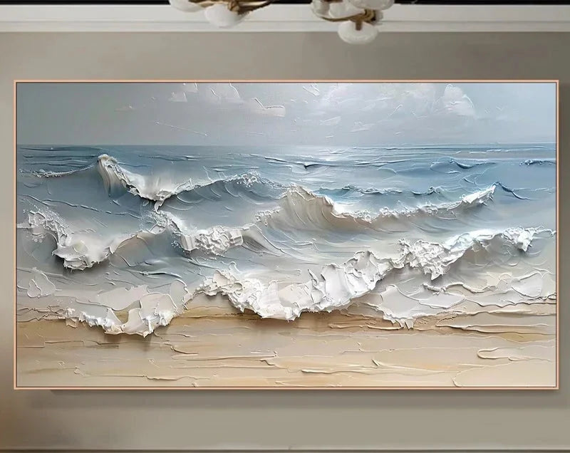 Multicolor 3D Seascape Oil Painting Textured Ocean Wave Wall Art For Interiors - Artwallpainting