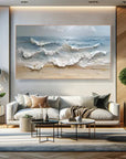 Multicolor 3D Seascape Oil Painting Textured Ocean Wave Wall Art For Interiors - Artwallpainting
