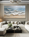 Multicolor 3D Seascape Oil Painting Textured Ocean Wave Wall Art For Interiors - Artwallpainting