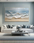 Multicolor 3D Seascape Oil Painting Textured Ocean Wave Wall Art For Interiors - Artwallpainting