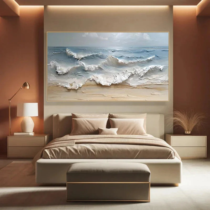 Multicolor 3D Seascape Oil Painting Textured Ocean Wave Wall Art For Interiors - Artwallpainting