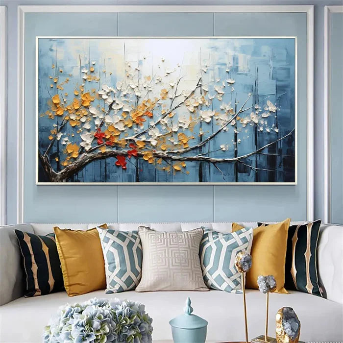 Multicolor 3D Textured Tree With Blossoms Wall Art - Artwallpainting