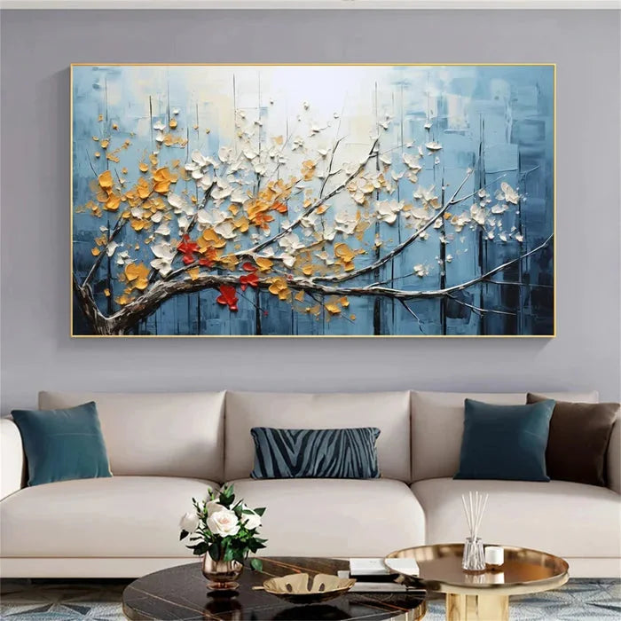Multicolor 3D Textured Tree With Blossoms Wall Art - Artwallpainting