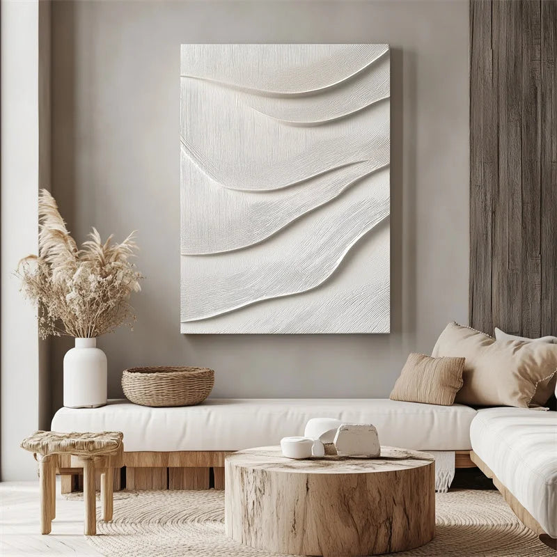 Multicolor 3D Textured Wall Art Minimalist Abstract Wave Canvas Decor - Artwallpainting