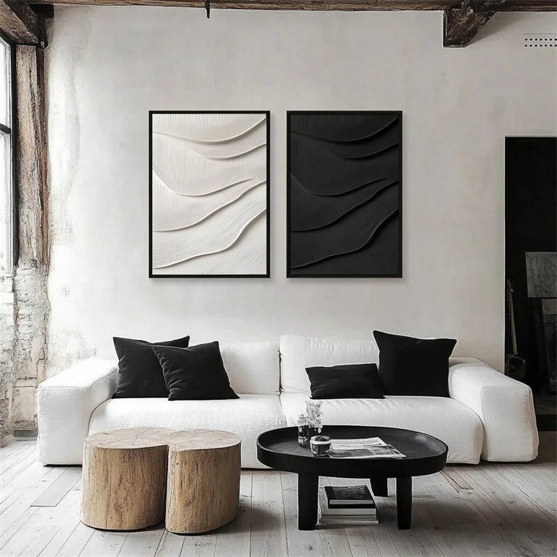Multicolor 3D Textured Wall Art Minimalist Abstract Wave Design Decor - Artwallpainting