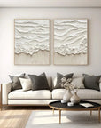 Multicolor Abstract Beige Ocean Wave Wall Art-Set Of 2 - Artwallpainting