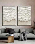 Multicolor Abstract Beige Ocean Wave Wall Art-Set Of 2 - Artwallpainting
