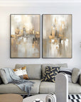 Multicolor Abstract Cityscape Dual Canvas Set With Reflections Set Of 2 - Artwallpainting