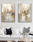 Multicolor Abstract Cityscape Dual Canvas Set With Reflections Set Of 2 - Artwallpainting