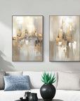 Multicolor Abstract Cityscape Dual Canvas Set With Reflections Set Of 2 - Artwallpainting