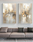 Multicolor Abstract Cityscape Dual Canvas Set With Reflections Set Of 2 - Artwallpainting