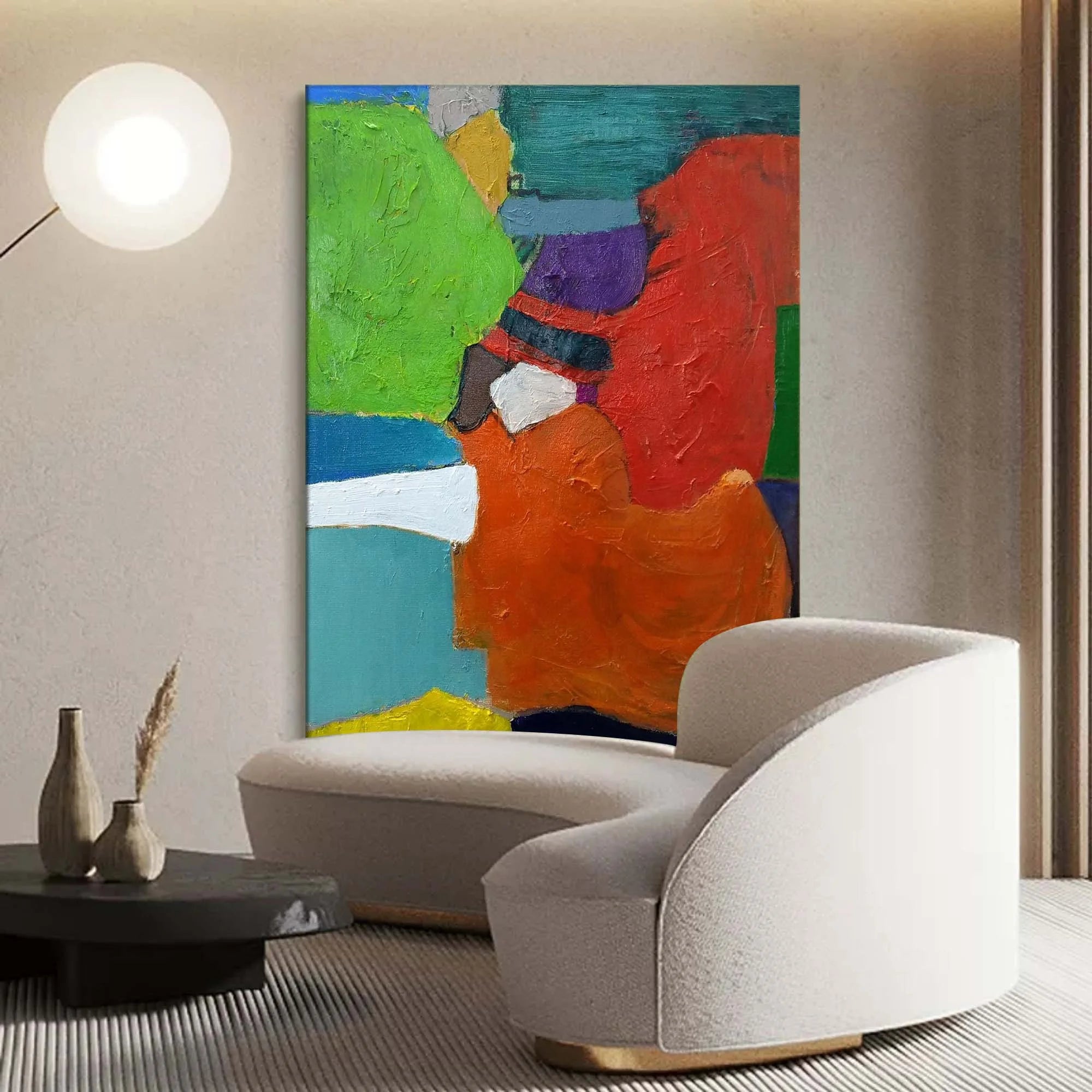 Multicolor Abstract Color Block Composition - Bold Geometric Shapes On Canvas - Artwallpainting