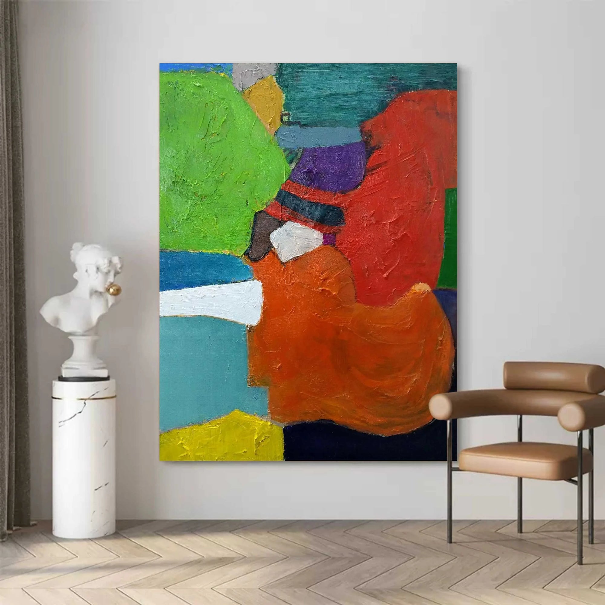 Multicolor Abstract Color Block Composition - Bold Geometric Shapes On Canvas - Artwallpainting