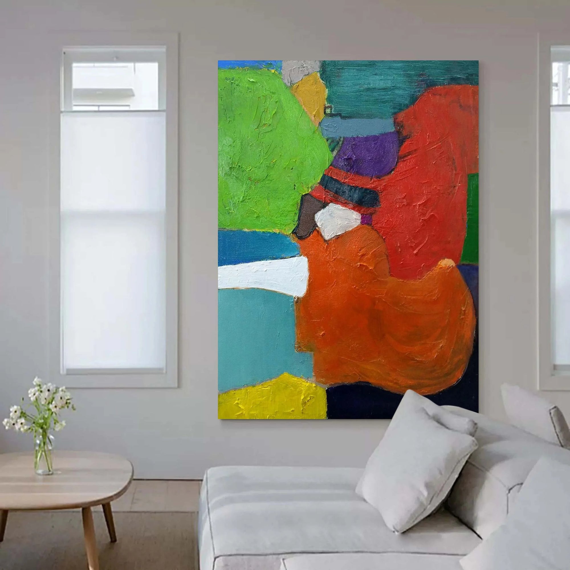Multicolor Abstract Color Block Composition - Bold Geometric Shapes On Canvas - Artwallpainting