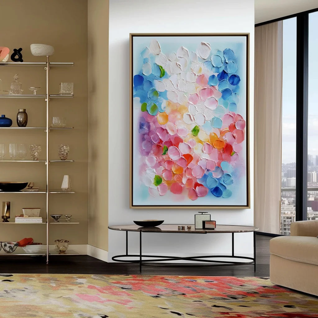 Multicolor Abstract Colorful Petals Textured Oil Painting | Modern Wall Art For Home Decor - Artwallpainting