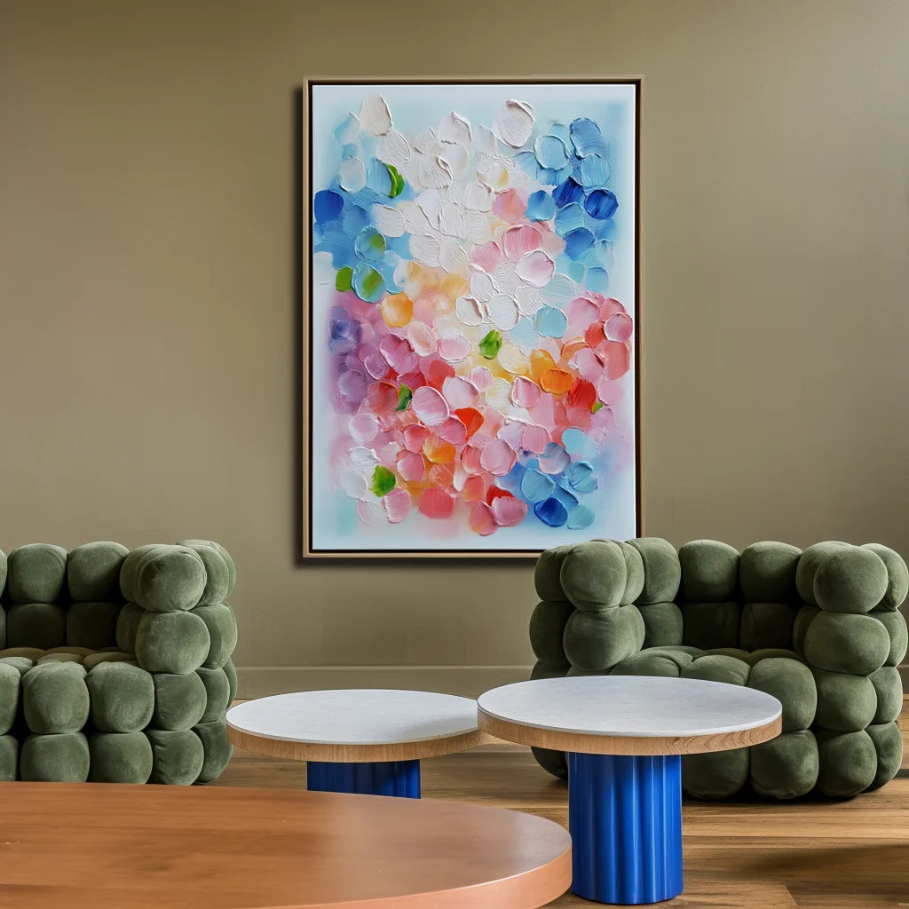 Multicolor Abstract Colorful Petals Textured Oil Painting | Modern Wall Art For Home Decor - Artwallpainting