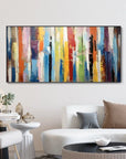 Multicolor Abstract Colorful Striped Canvas Art - Modern Vertical Wall Decor - Artwallpainting