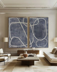 Multicolor Abstract Dual Canvas Art - Dynamic Geometric Linework Set Of 2 - Artwallpainting