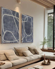 Multicolor Abstract Dual Canvas Art - Dynamic Geometric Linework Set Of 2 - Artwallpainting