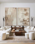 Multicolor Abstract Elegance Neutral Textured Canvas Set Set Of 2 - Artwallpainting