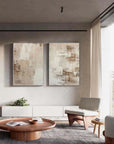 Multicolor Abstract Elegance Neutral Textured Canvas Set Set Of 2 - Artwallpainting