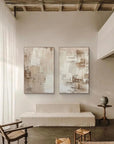 Multicolor Abstract Elegance Neutral Textured Canvas Set Set Of 2 - Artwallpainting