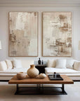 Multicolor Abstract Elegance Neutral Textured Canvas Set Set Of 2 - Artwallpainting