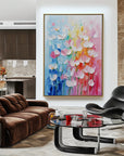 Multicolor Abstract Floral Textured Oil Painting | Colorful Flower Wall Art For Modern Home Decor - Artwallpainting