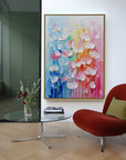 Multicolor Abstract Floral Textured Oil Painting | Colorful Flower Wall Art For Modern Home Decor - Artwallpainting