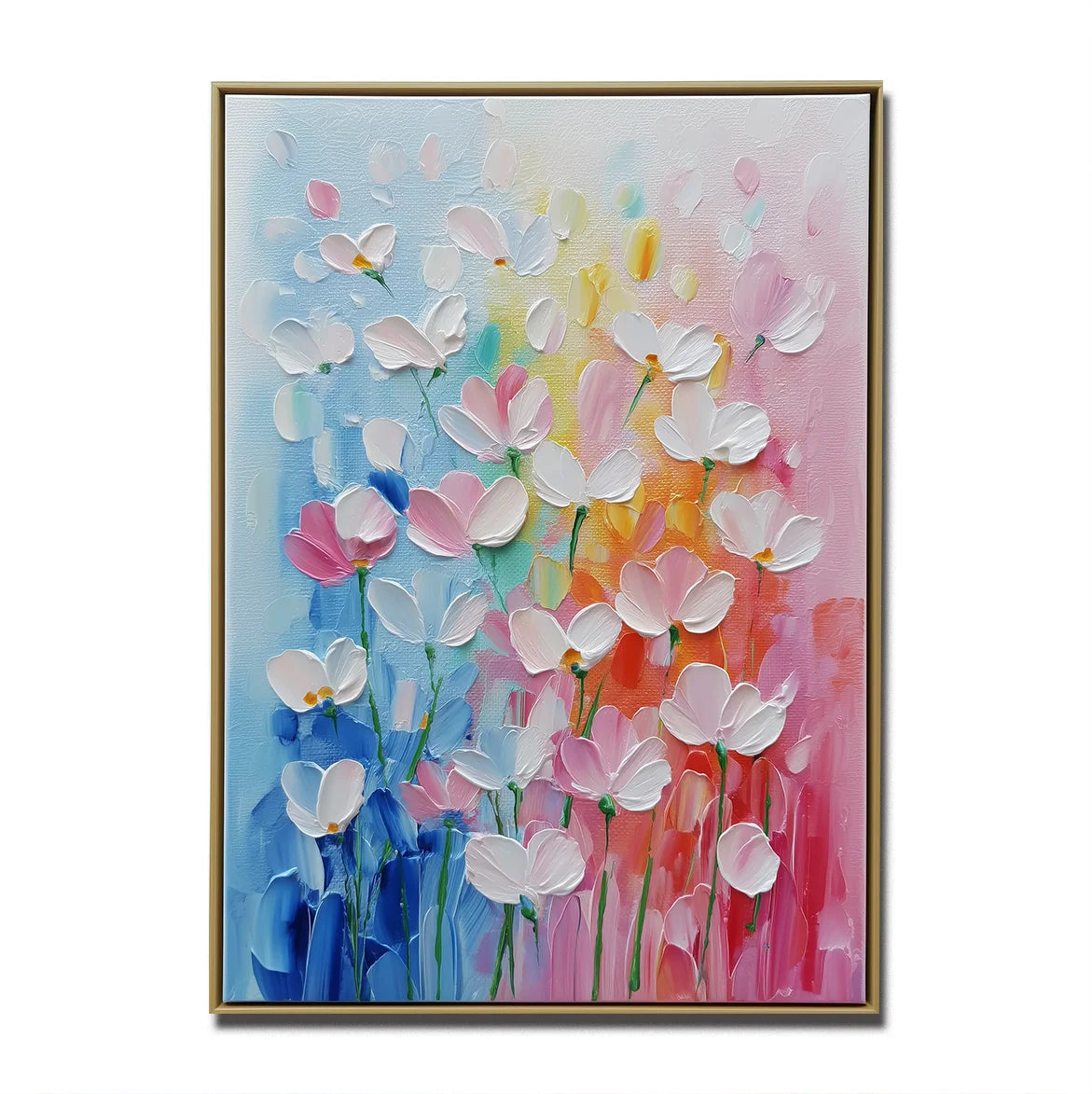 Multicolor Abstract Floral Textured Oil Painting | Colorful Flower Wall Art For Modern Home Decor - Artwallpainting