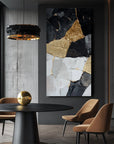Multicolor Abstract Geometric Gold And Canvas - Luxury Modern Wall Art - Artwallpainting