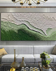 Multicolor Abstract Green And Textured Wall Art - Modern Horizontal Canvas - Artwallpainting